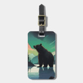 Juneau Alaska Grizzlybär aurora Nordlichter Gepäckanhänger (Vorderseite vertikal)