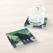 Juneau Alaska Grizzlybär aurora Nordlichter Glasuntersetzer (Schrägansicht)