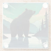 Juneau Alaska Grizzlybär aurora Nordlichter Glasuntersetzer (Rückseite)