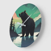 Juneau Alaska Grizzlybär aurora Nordlichter Große Wanduhr (Winkel)