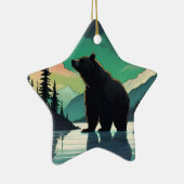 Juneau Alaska Grizzlybär aurora Nordlichter Keramik Ornament (Rechts)