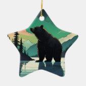 Juneau Alaska Grizzlybär aurora Nordlichter Keramik Ornament (Vorne)