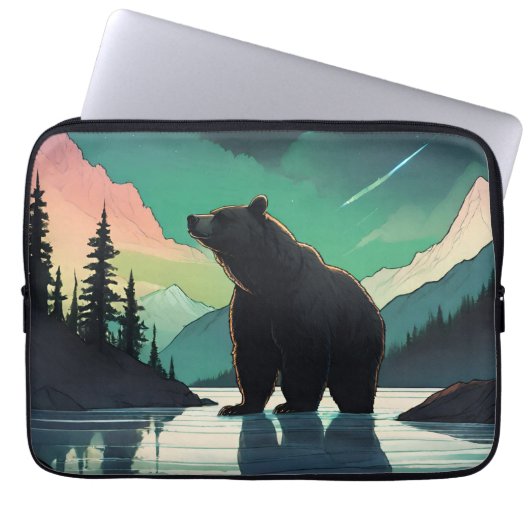 Juneau Alaska Grizzlybär aurora Nordlichter Laptopschutzhülle (Vorderseite)