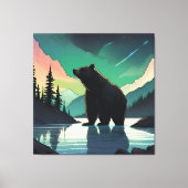 Juneau Alaska Grizzlybär aurora Nordlichter Leinwanddruck (Vorderseite)