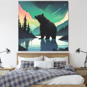 Juneau Alaska Grizzlybär aurora Nordlichter Leinwanddruck (Insitu (Schlafzimmer))