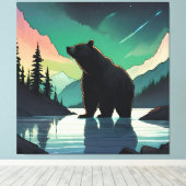 Juneau Alaska Grizzlybär aurora Nordlichter Leinwanddruck (Insitu (Holzboden))