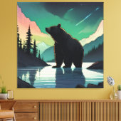 Juneau Alaska Grizzlybär aurora Nordlichter Leinwanddruck (Insitu (Wohnzimmer))