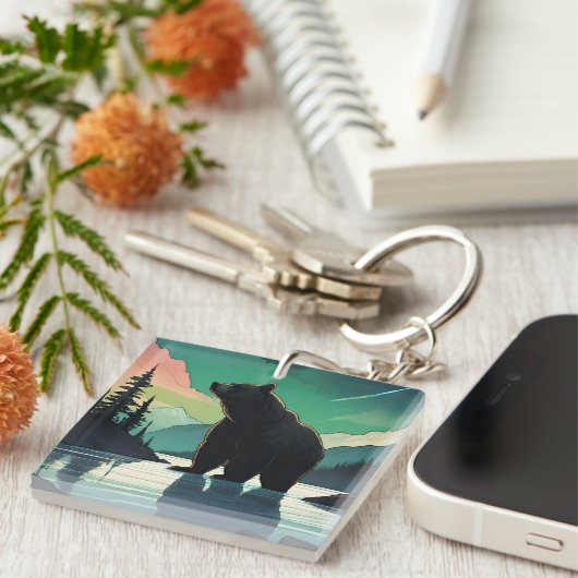 Juneau Alaska Grizzlybär aurora Nordlichter Schlüsselanhänger (Vorderseite rechts)