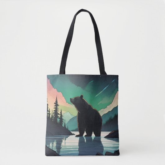 Juneau Alaska Grizzlybär aurora Nordlichter Tasche (Vorderseite)