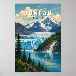 Juneau Alaska Illustration Reise Kunst Vintage Poster