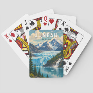 Juneau Alaska Illustration Reise Kunst Vintage Spielkarten