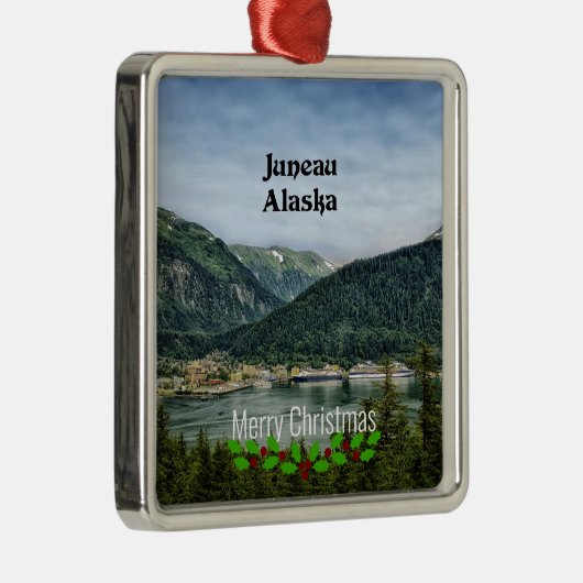 Juneau, Alaska-Merry Weihnachten Ornament Aus Metall (Rechts)