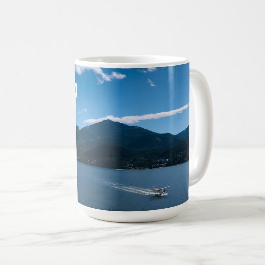 Juneau Alaska Postcard mit Kreuzfahrtschiff Flugze Kaffeetasse (VorderseiteRechts)