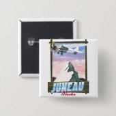 Juneau Alaska-Reiseplakat Button (Vorne & Hinten)