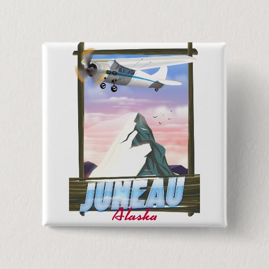 Juneau Alaska-Reiseplakat Button (Vorderseite)