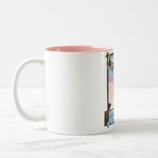 Juneau Alaska-Reiseplakat Zweifarbige Tasse (Links)