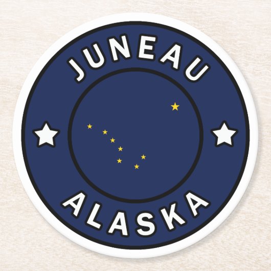 Juneau Alaska Runder Pappuntersetzer (Vorderseite)