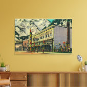 Juneau, Alaska-Sicht auf Totem und Nugge der alten Leinwanddruck (Insitu (Wohnzimmer))