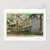 Juneau, Alaska-Sicht auf Totem und Nugge der alten Postkarte (Vorderseite)