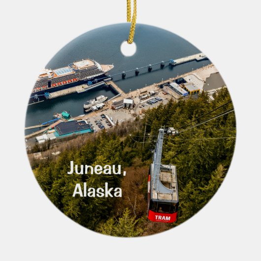 Juneau, Alaska, Straßenbahn & Stadt, Keramik Keramik Ornament (Vorne)