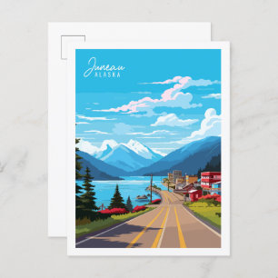 Juneau Alaska USA Vintage Illustration Postkarte