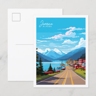 Juneau Alaska USA Vintage-Reiseillustration Postkarte