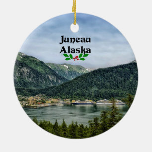 Juneau, Alaska, Weihnachtsdesign Keramik Ornament