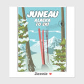 Juneau Alaska zum Ski Aufkleber (Blatt)