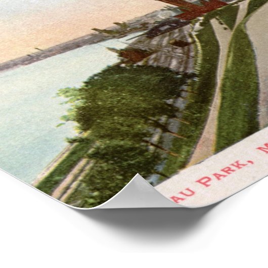 Juneau Park, Milwaukee, Wisconsin Vintag Poster (Ecke)