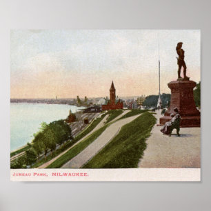 Juneau Park, Milwaukee, Wisconsin Vintage auf Deut Poster