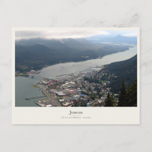 Juneau Stadt und Wasserweg aus der Luft Postkarte