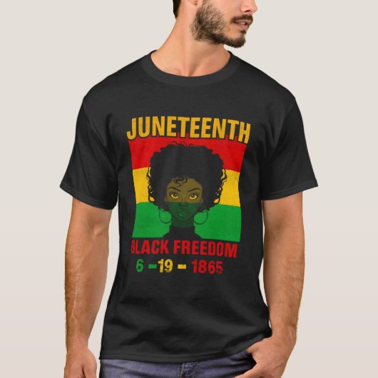 Junenth-Feiern durch die Brille von Bold Black T-Shirt (Vorderseite)