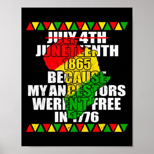 Junenth-Vorfahren schwarze afroamerikanische Flagg Poster (Vorne)