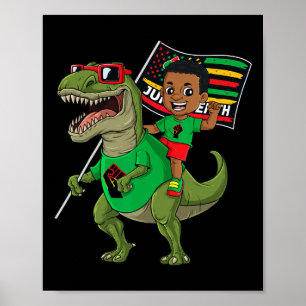 Juneteente Black King Riding T Rex Dino Fun Boys K Poster