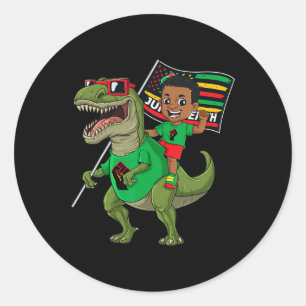 Juneteente Black King Riding T Rex Dino Fun Boys K Runder Aufkleber