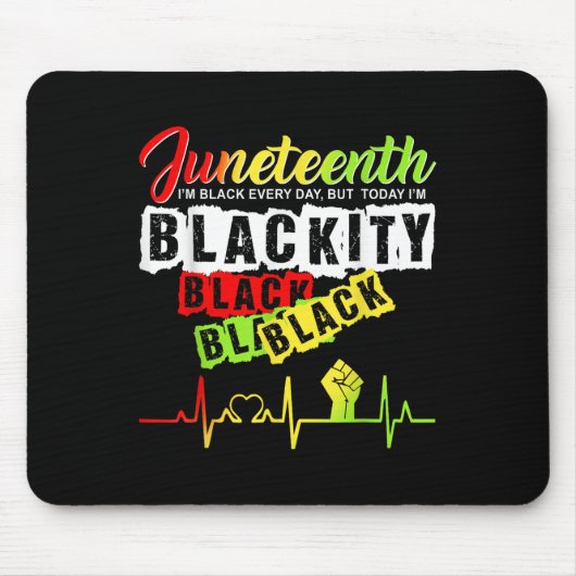 Juneteentel Pride Blackity Black Funny Heartbeat M Mousepad (Vorne)
