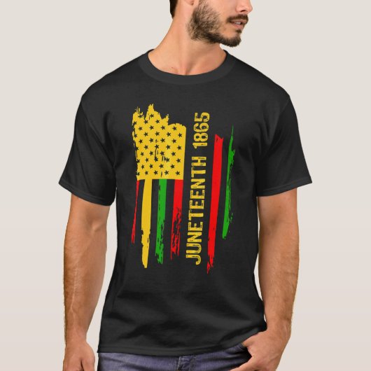 Juneteenth 1865 American Flag Melanin Queen Afrika T-Shirt (Vorderseite)