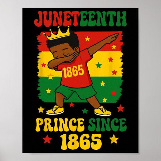 Juneteenth 1865 Groovy Kleiner Junge Dabbing Prinz Poster (Vorne)