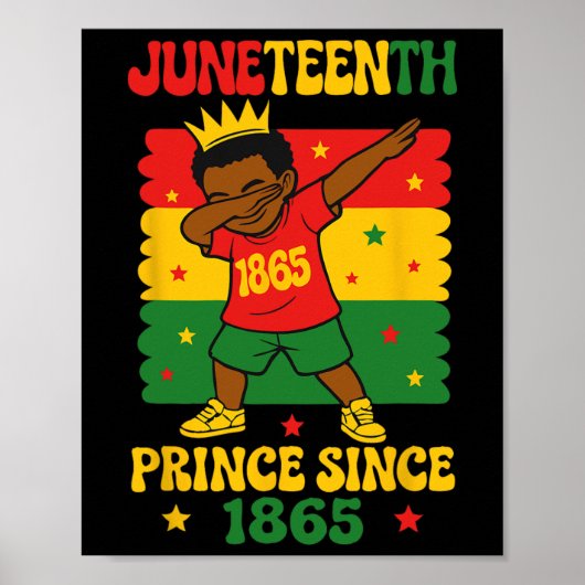Juneteenth 1865 Groovy Kleiner Junge Dabbing Prinz Poster (Vorne)