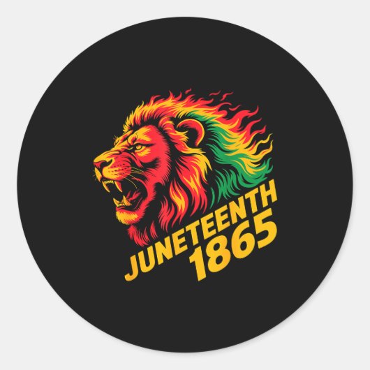Juneteenth 1865 Löwe Rasta Runder Aufkleber (Vorderseite)