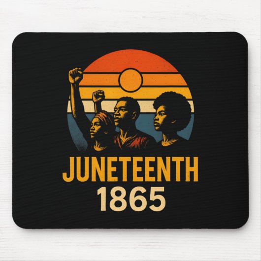 Juneteenth 1865 Retro-Sonnenuntergang Schwarze Ges Mousepad (Vorne)