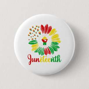 Juneteenth Accentors Sunflower African American Bl Button