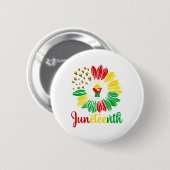 Juneteenth Accentors Sunflower African American Bl Button (Vorne & Hinten)