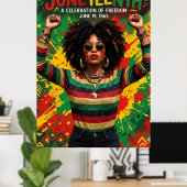 Juneteenth Afro-Frau, Melanin Schwarzes Mädchen Poster (Heimbüro)