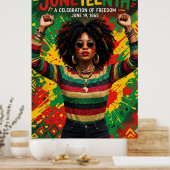 Juneteenth Afro-Frau, Melanin Schwarzes Mädchen Poster (Küche)