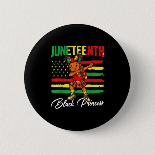 Juneteenth Afro-Mädchen dabbing schwarze Prinzessi Button (Vorderseite)