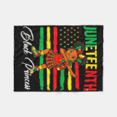 Juneteenth Afro-Mädchen dabbing schwarze Prinzessi Fleecedecke (Vorderseite (Horizontal))