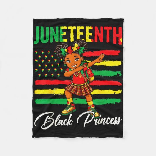 Juneteenth Afro-Mädchen dabbing schwarze Prinzessi Fleecedecke (Vorderseite)