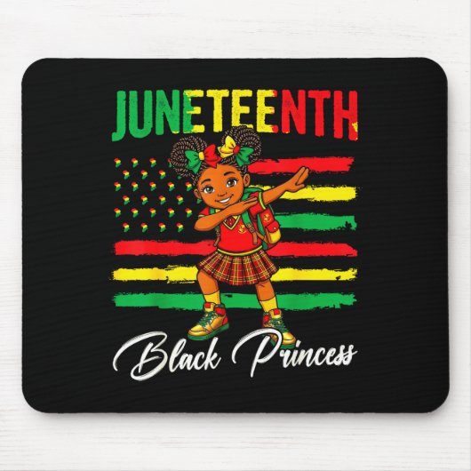 Juneteenth Afro-Mädchen dabbing schwarze Prinzessi Mousepad (Vorne)