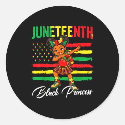 Juneteenth Afro-Mädchen dabbing schwarze Prinzessi Runder Aufkleber (Vorderseite)